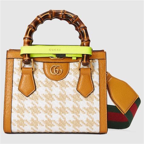gucci diana mini houndstooth tote